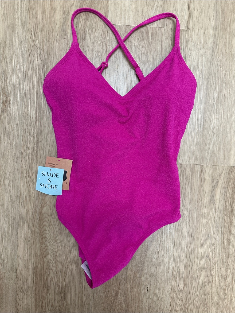 Shade & Shore Hot Pink V-Neck One-Piece Swimsuit